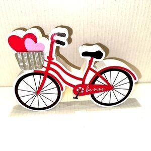 New Red Wooden Bicycle Valentine's Decor “Be Mine” 5.5 x 8